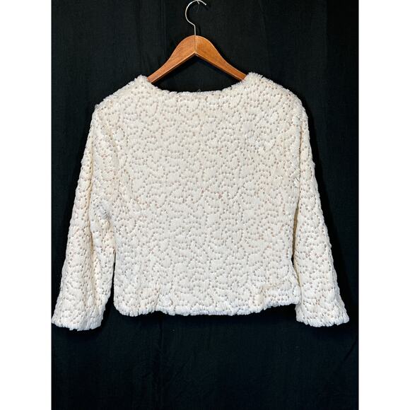 MASON THOMAS Faux Fur Gold Sequenced Evening Jacket M Holiday Glam Mob Wife - Picture 6 of 14